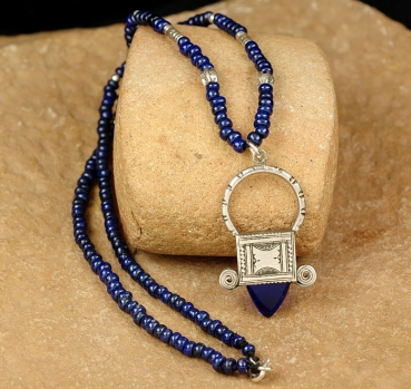 Tuareg Kreuz - Ingal blau - Silber Tuaregschmuck
